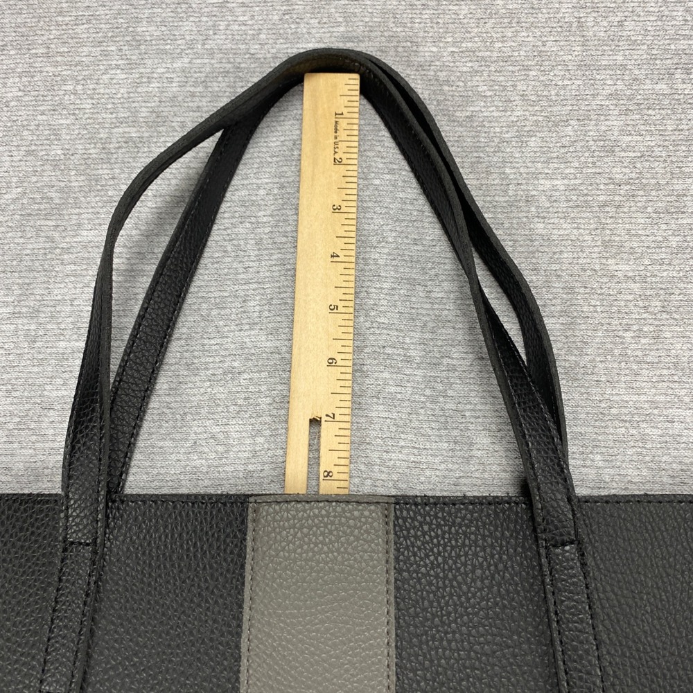 Vince Camuto Black Grey Pebbled Vegan Leather Tote Bag Colorblock Shoulder Bag - Picture 5 of 11